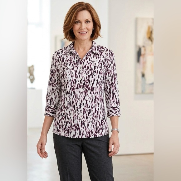 Apt. 9 Tops - Apt. 9 Black and White 3/4 Sleeve Button Down Shirt
